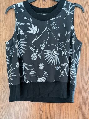 Athleta Black and White Floral Sleeveless Tank